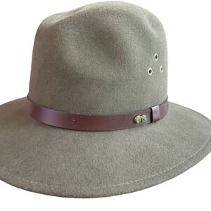 Country Gentleman Mens Safari Wool Felt Hat Olive Green Brown Medium Made in USA